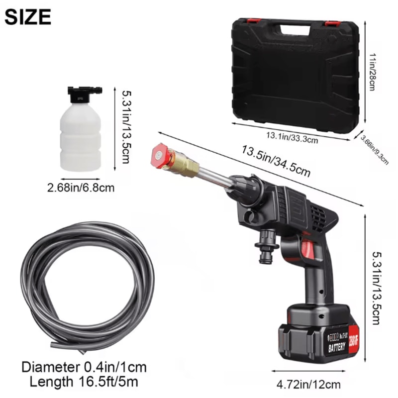 21V Cordless High Pressure Electric Power Washer With Dual 1200 MAh Batteries And Charger 5