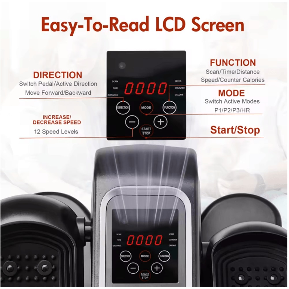 Electric Under Desk Elliptical Pedal Exerciser With LCD Display And Remote Control 12 Adjustable Sp 3