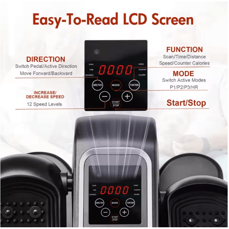 Electric Under Desk Elliptical Pedal Exerciser With LCD Display And Remote Control 12 Adjustable Sp 3