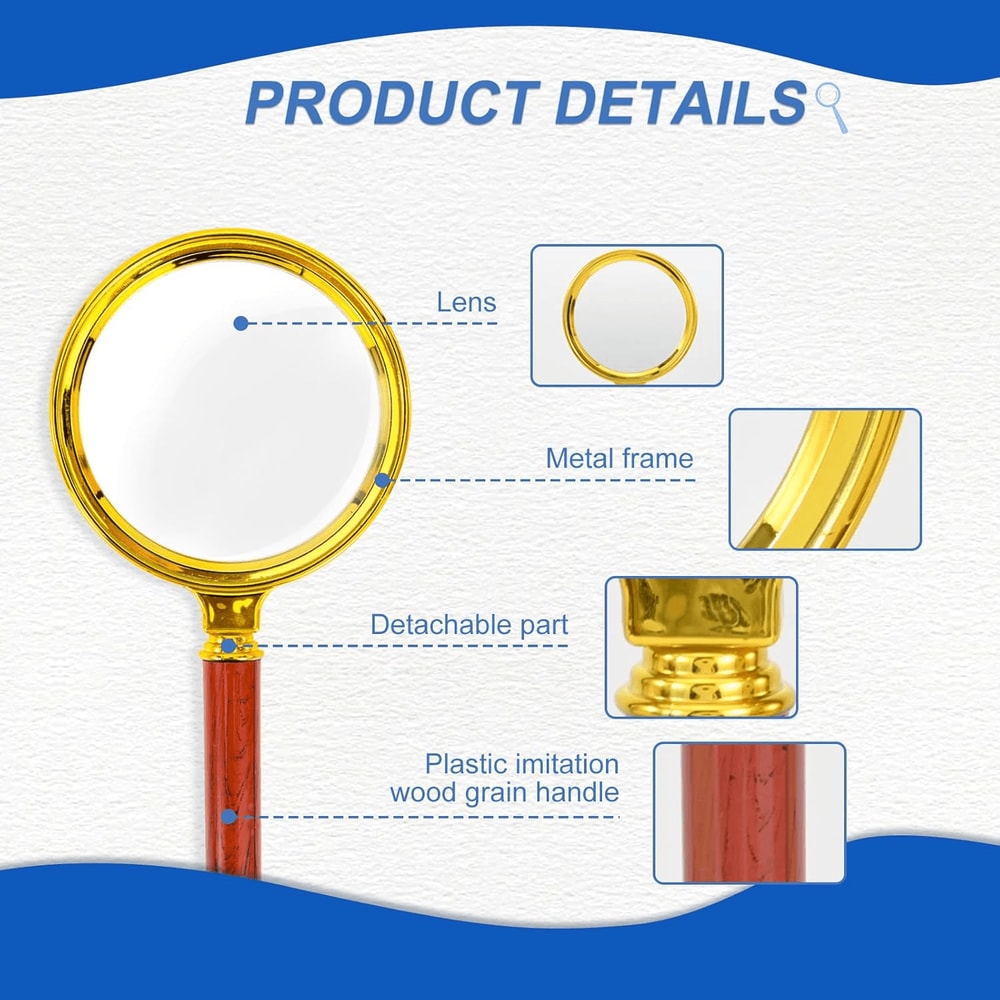 Handheld Metal 50x HighDefinition Magnifying Glass Metal Frame Magnifier For Reading Scientific Ex 7