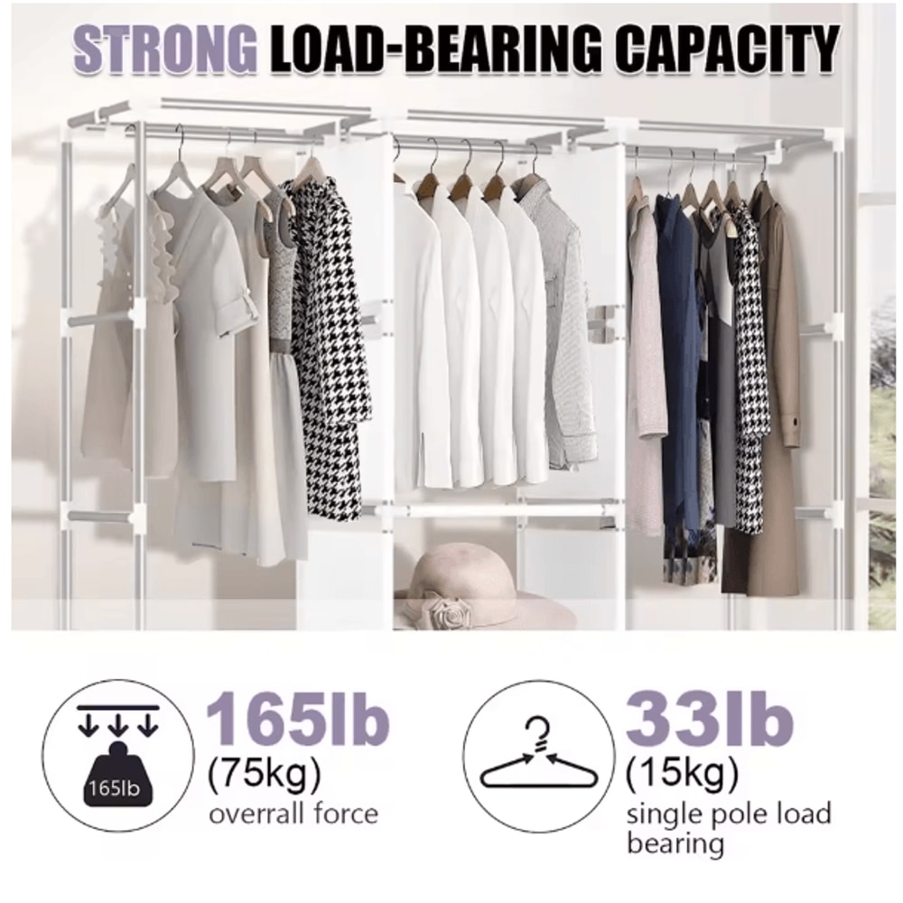 Large Capacity Portable Wardrobe Closet Storage Organizer With Dustproof Non Woven Fabric Cover And 1