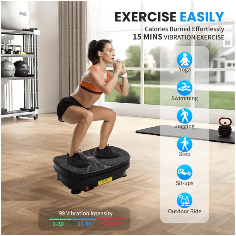 Portable Vibration Plate Exercise Machine With Resistance Bands And 9 Preset Modes For Whole Body W 5