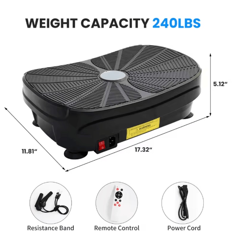 Portable Vibration Plate Exercise Machine With Resistance Bands And 9 Preset Modes For Whole Body W 6