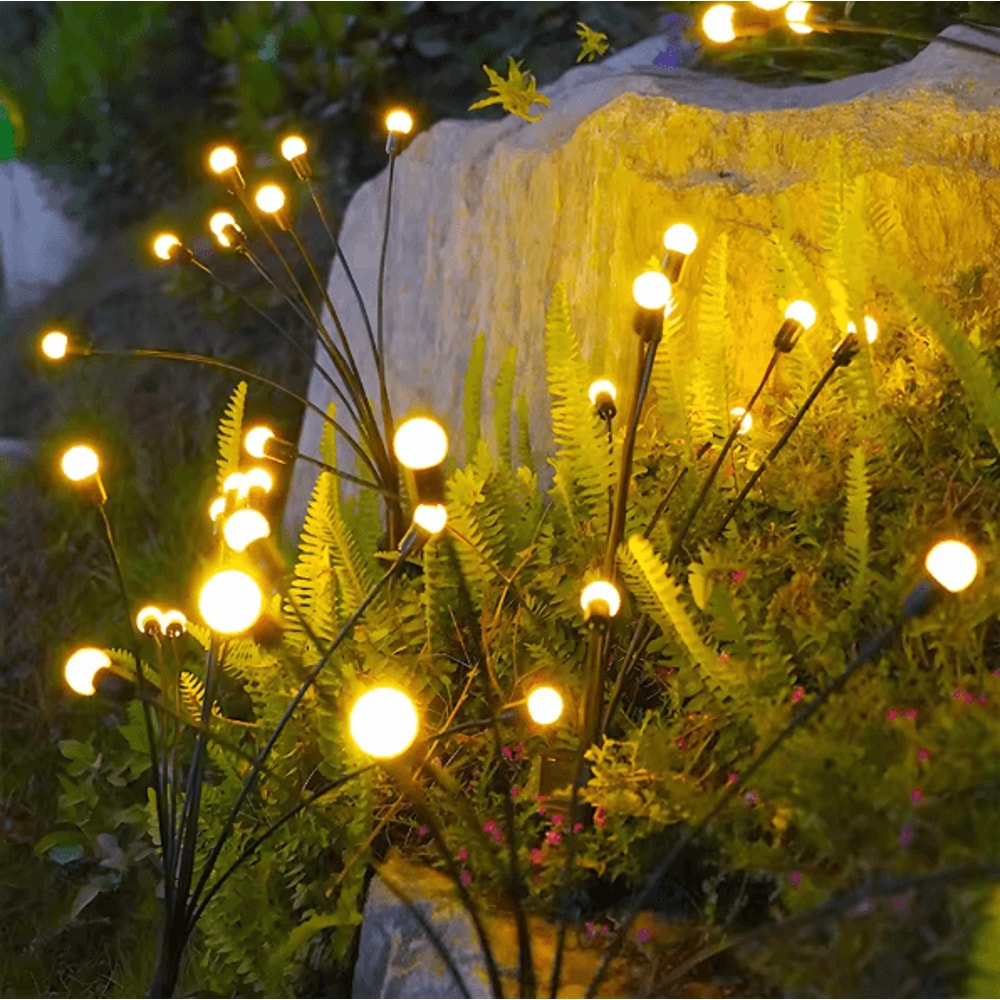 8 Head Solar Firefly Lights Waterproof Swaying Outdoor Garden Pathway Lights With Flexible Stems 0