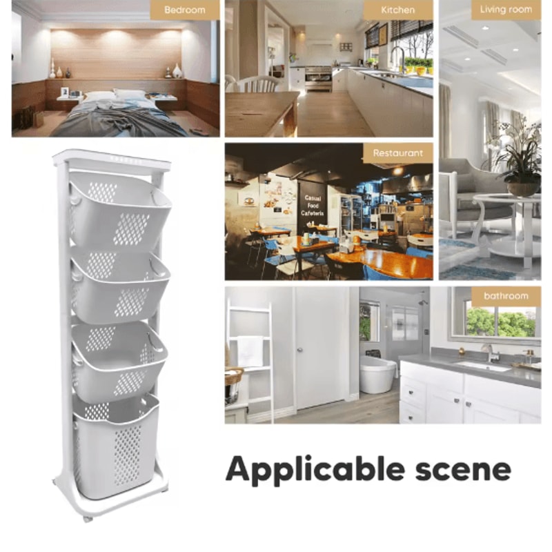 2 Or 4 Tier Rolling Laundry Hamper Cart With Removable Baskets And 360 Wheels For Easy Sorting In W