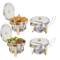5 Qt Round Stainless Steel Buffet Warmer Chafing Dish Set With Half Gold Accent For Parties And Cat 7