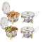 5 Qt Round Stainless Steel Buffet Warmer Chafing Dish Set With Half Gold Accent For Parties And Cat 7