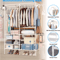 Freestanding Metal Garment Rack With Shelves And Shoe Organizer Storage For Bedroom Closet 1