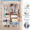 Freestanding Metal Garment Rack With Shelves And Shoe Organizer Storage For Bedroom Closet 1