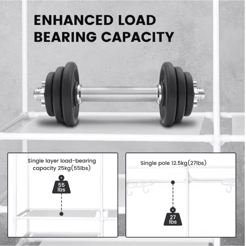 Freestanding Metal Garment Rack With Shelves And Shoe Organizer Storage For Bedroom Closet 4