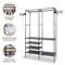 Freestanding Metal Garment Rack With Shelves And Shoe Organizer Storage For Bedroom Closet 7