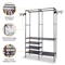Freestanding Metal Garment Rack With Shelves And Shoe Organizer Storage For Bedroom Closet 7