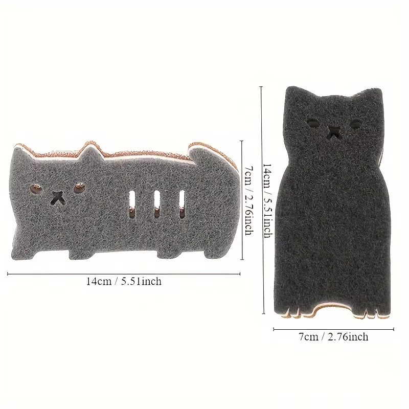Cute Cat Dishwashing Sponges 4Piece Thick And Durable Kitchen Cleaning Set For Pots Pans And Daily 2