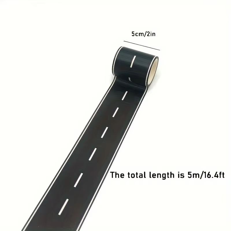 Reusable Road Tape Stickers Cartoon Race Track Decor In Black Polyurethane For Parties And Toy Car 2