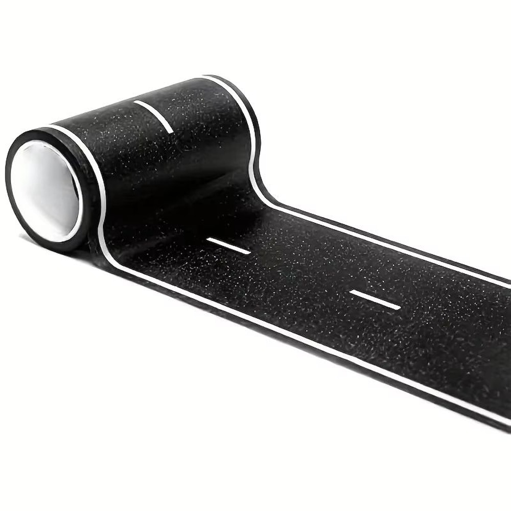 Reusable Road Tape Stickers Cartoon Race Track Decor In Black Polyurethane For Parties And Toy Car 4