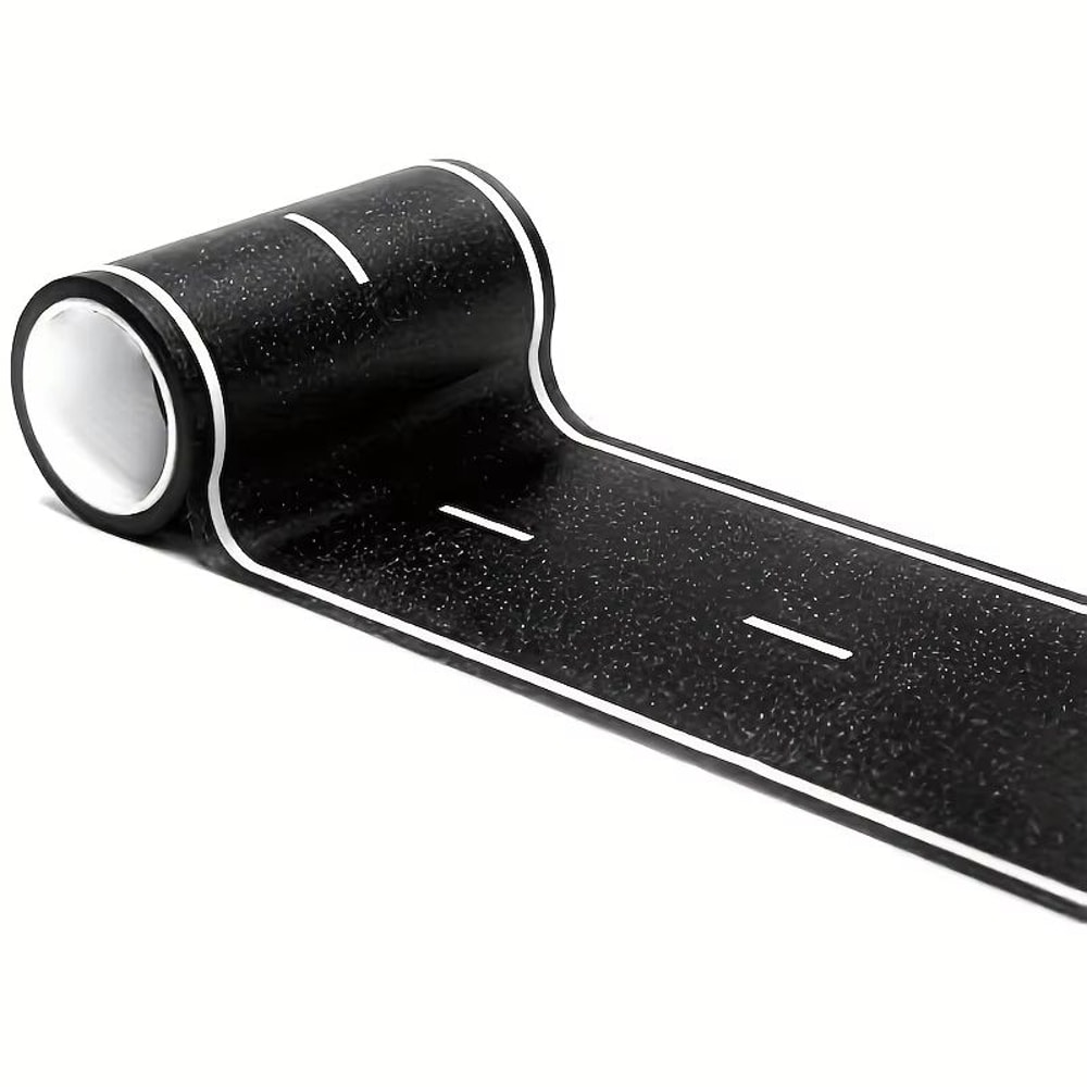 Reusable Road Tape Stickers Cartoon Race Track Decor In Black Polyurethane For Parties And Toy Car 6
