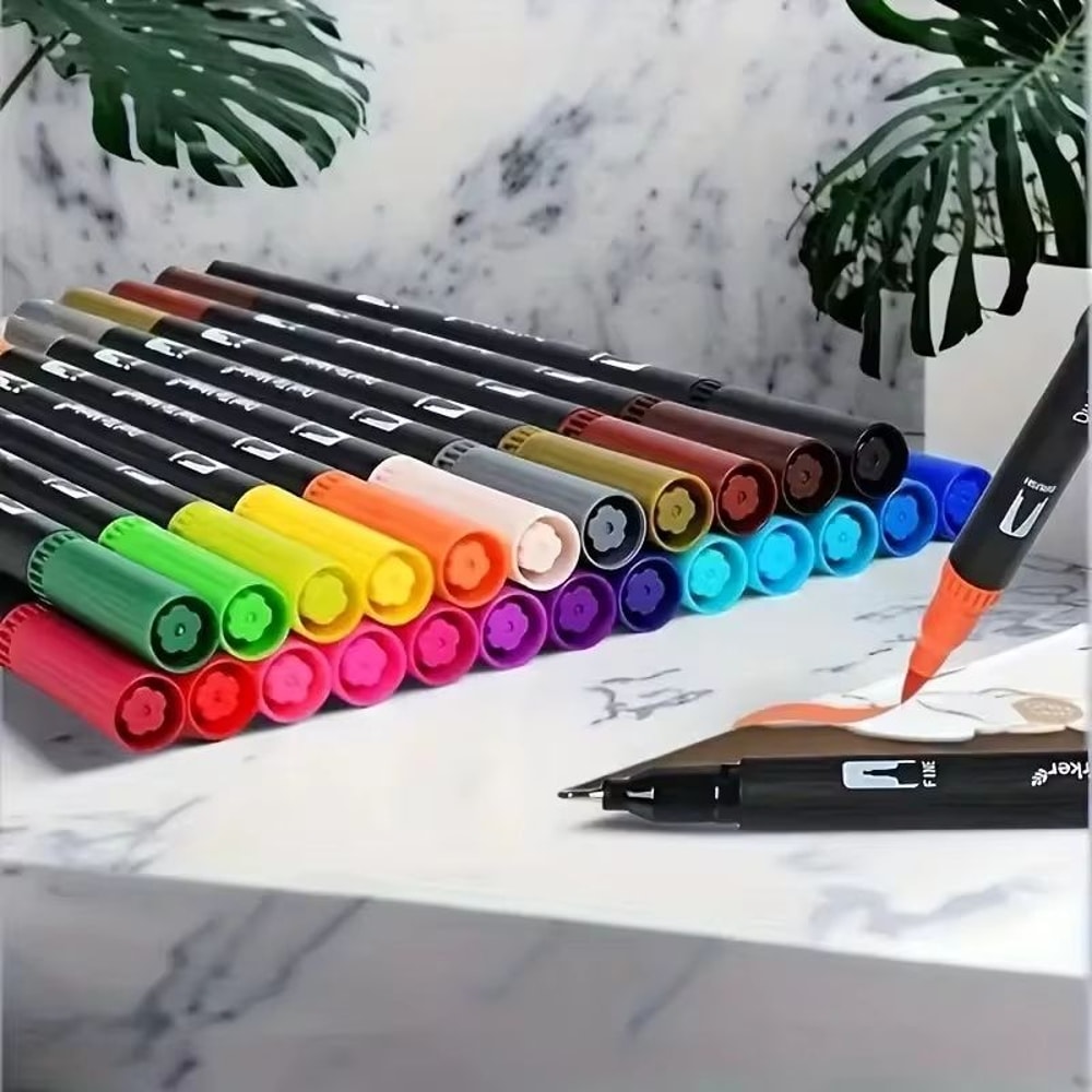 Vibrant DoubleEnded Watercolor Markers Art Set For Drawing And Crafts Durable Plastic Bodies Ideal 3