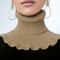 Black And White Knitted Neck Scarf For Women Soft Thick Warm False Turtleneck With Elegant Ruffle 0