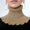 Black And White Knitted Neck Scarf For Women Soft Thick Warm False Turtleneck With Elegant Ruffle 0