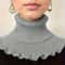 Black And White Knitted Neck Scarf For Women Soft Thick Warm False Turtleneck With Elegant Ruffle 1