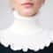 Black And White Knitted Neck Scarf For Women Soft Thick Warm False Turtleneck With Elegant Ruffle 3