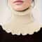 Black And White Knitted Neck Scarf For Women Soft Thick Warm False Turtleneck With Elegant Ruffle 6