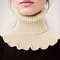 Black And White Knitted Neck Scarf For Women Soft Thick Warm False Turtleneck With Elegant Ruffle 6
