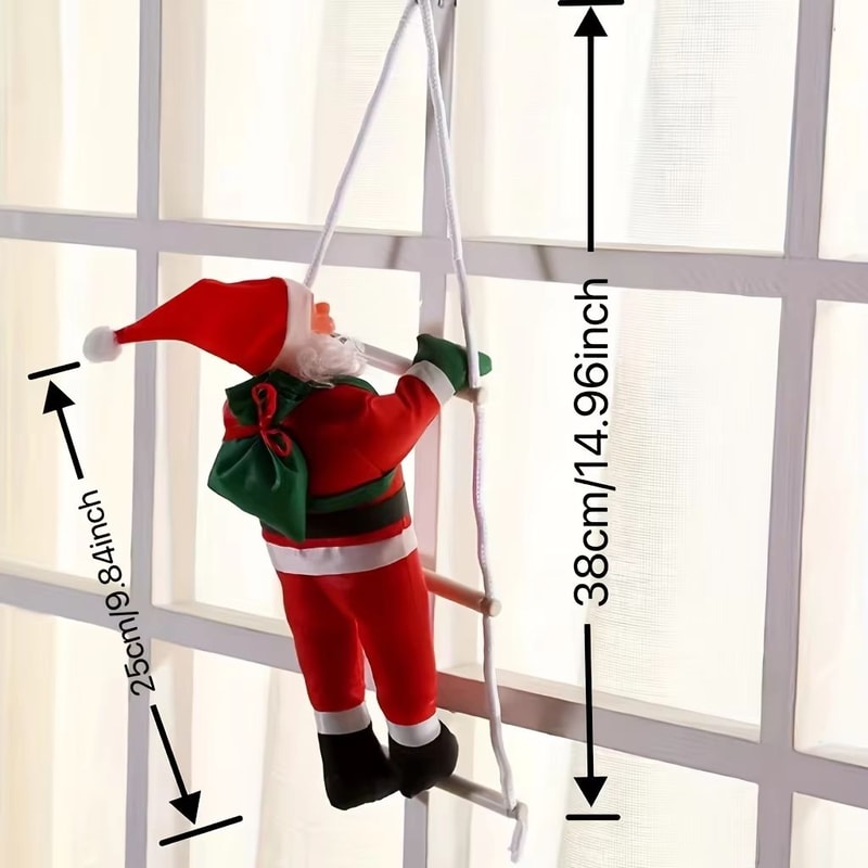 Polyethylene Santa Claus Wall Hanging Decoration On Ladder Festive Holiday Party Prop No Battery R 3