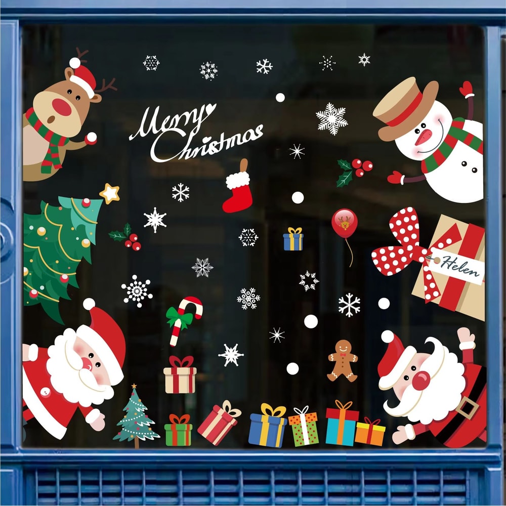 137pcs Christmas Window Clings Snowflake And Window Flower PVC Static Stickers For Glass Reusable W 7