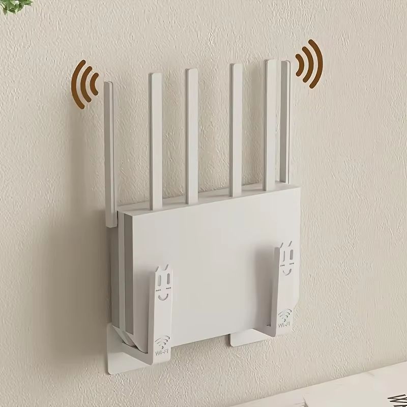 2pcs No Drill Router Shelf Wall Mounted Set Top Box Holder With Hooks Ventilated Metal Organizer Ra 1