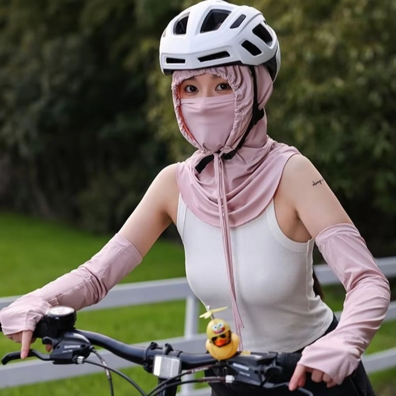 Unisex AntiUV Summer Hat With Breathable Mask Shawl Ice Silk Outdoor Sports Cap For Beach Hiking A 2