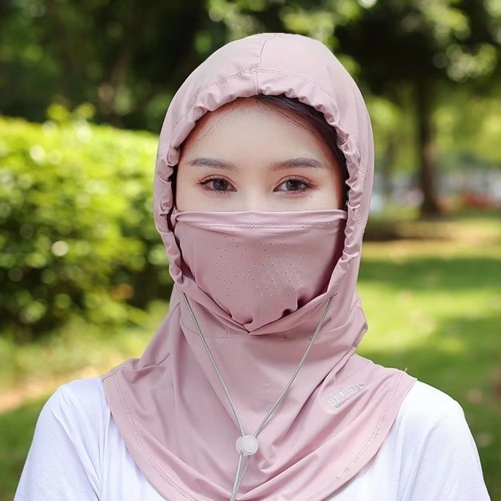 Unisex AntiUV Summer Hat With Breathable Mask Shawl Ice Silk Outdoor Sports Cap For Beach Hiking A 12