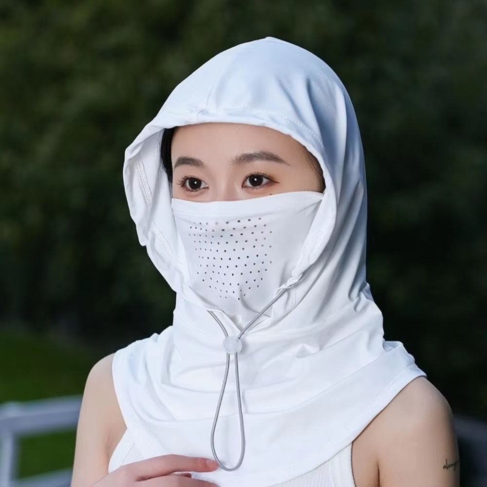 Unisex AntiUV Summer Hat With Breathable Mask Shawl Ice Silk Outdoor Sports Cap For Beach Hiking A 7