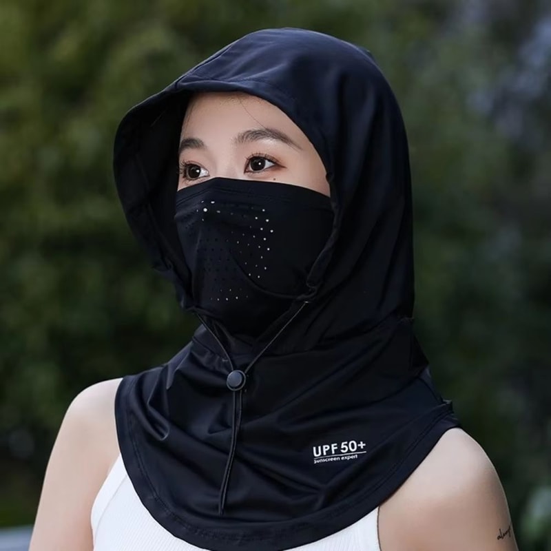 Unisex AntiUV Summer Hat With Breathable Mask Shawl Ice Silk Outdoor Sports Cap For Beach Hiking A 8
