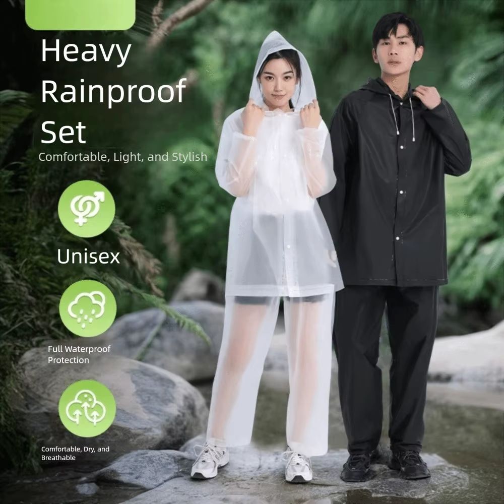 Adult Rain Suit Set Split Waterproof Jacket And Pants For Electric Bicycle Riding FullBody Coverage 0