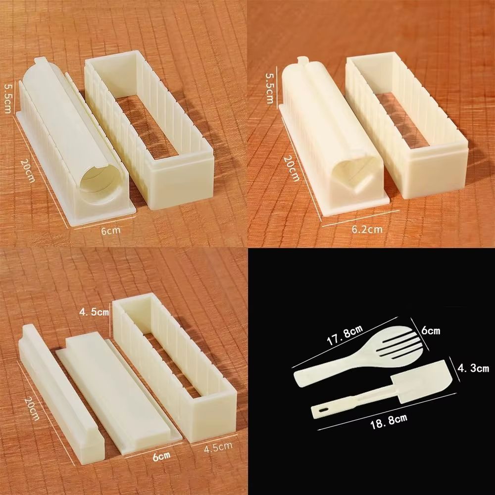 3pcs Sushi Maker Kit Kimbap Roll Molds Round Square Heart Easy DIY Sushi Rolling Mold Tools For Hom 5