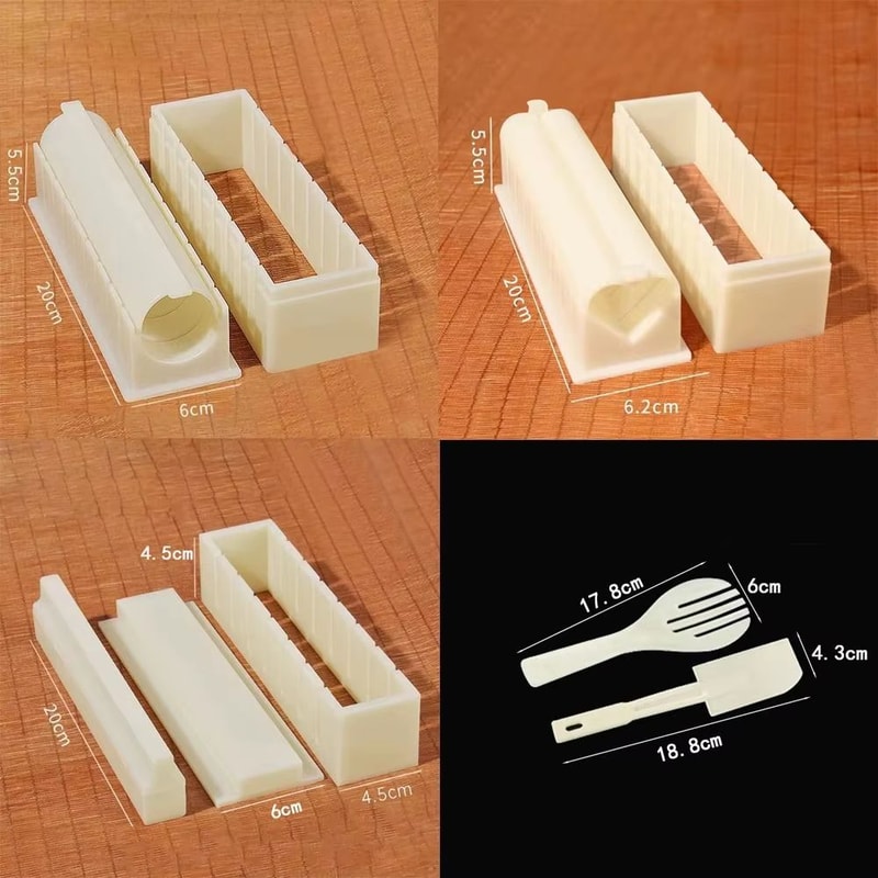 3pcs Sushi Maker Kit Kimbap Roll Molds Round Square Heart Easy DIY Sushi Rolling Mold Tools For Hom 5