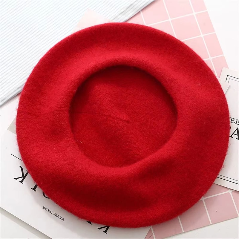 Women And Girls Wool Beret Hat Baggy Beanie Flat Cap Style Soft Felt Look For Autumn And Winter Out 2