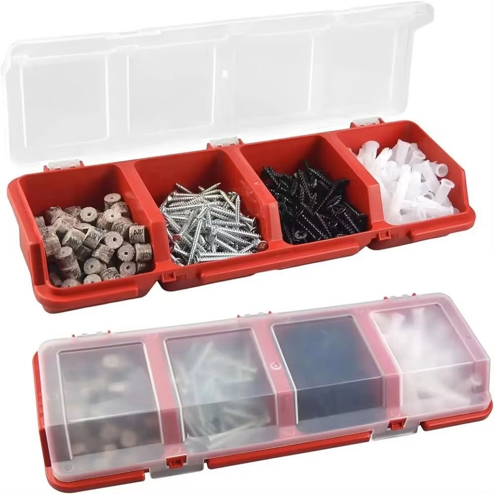 4Compartment Parts Storage Box With Lid Clear Screw Organizer Box For Small Hardware Crafts And Too 1