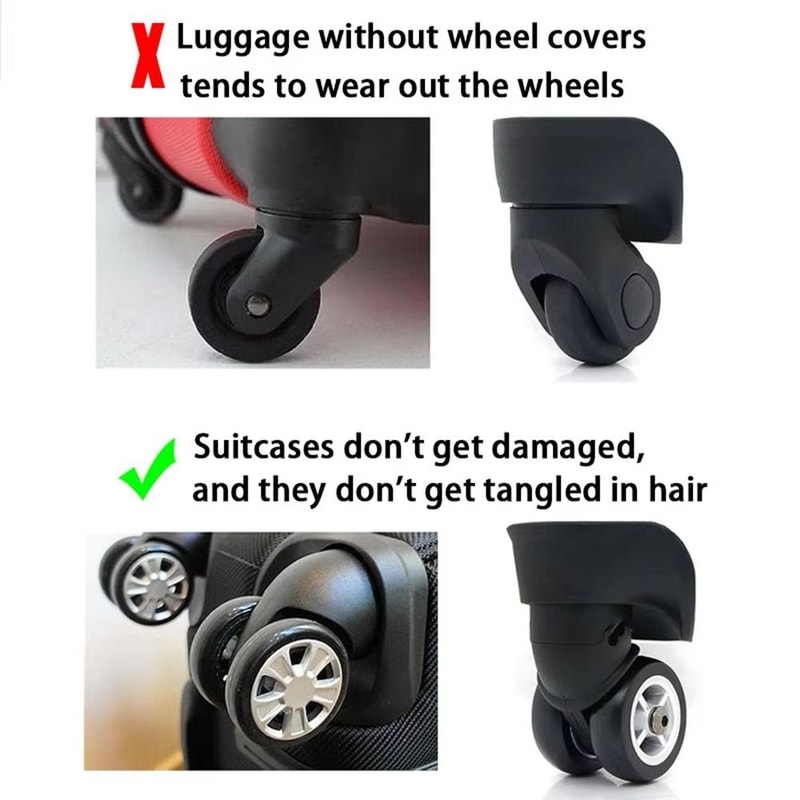 8pcs Silicone Luggage Wheel Covers For Suitcases NoiseReducing Caster Shoes With AntiWear Protectio 4