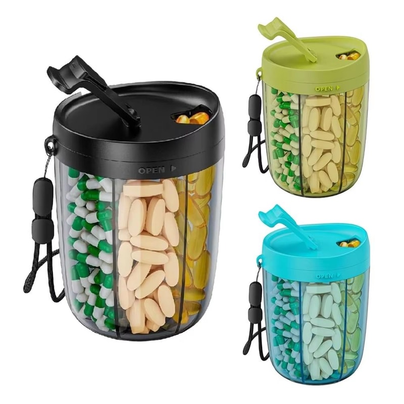 6Compartment Pill Organizer With Wide Opening BPAFree AntiMix Pill Dispenser For Vitamins And Daily 3