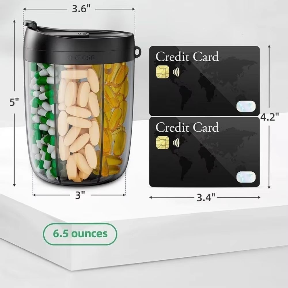 6Compartment Pill Organizer With Wide Opening BPAFree AntiMix Pill Dispenser For Vitamins And Daily 5