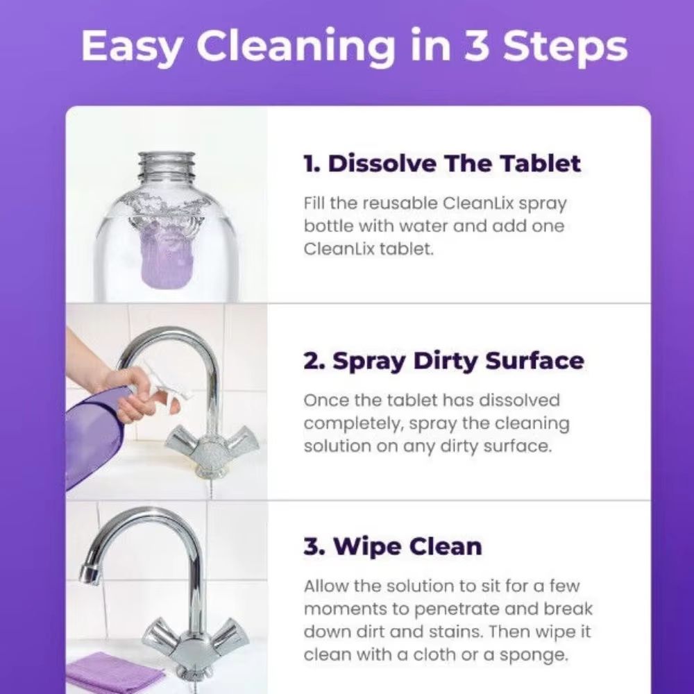 Cleanlix Multipurpose Cleaner Spray With Concentrated Cleaning Tablets For Instant Household Stain 3