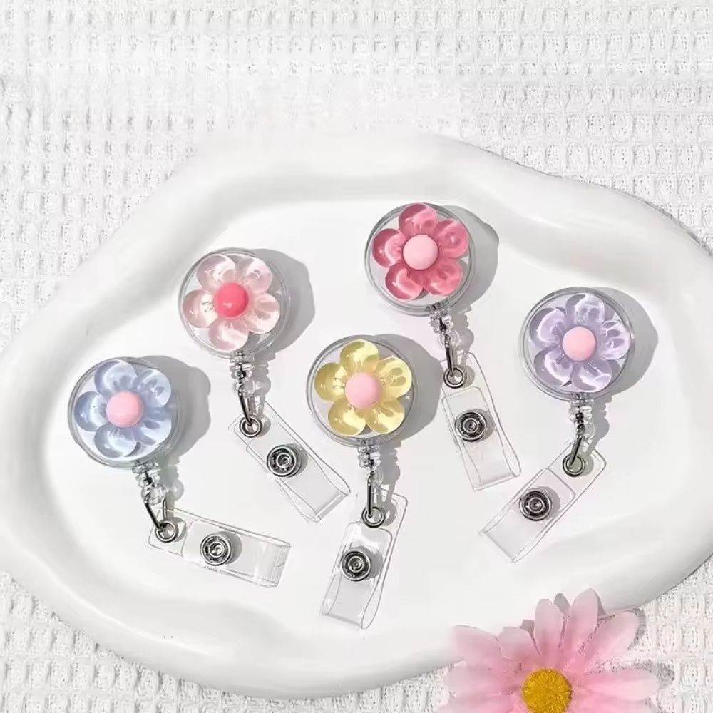 FloraClip Transparent Floral Retractable Badge Reel For ID Cards And Badges 0