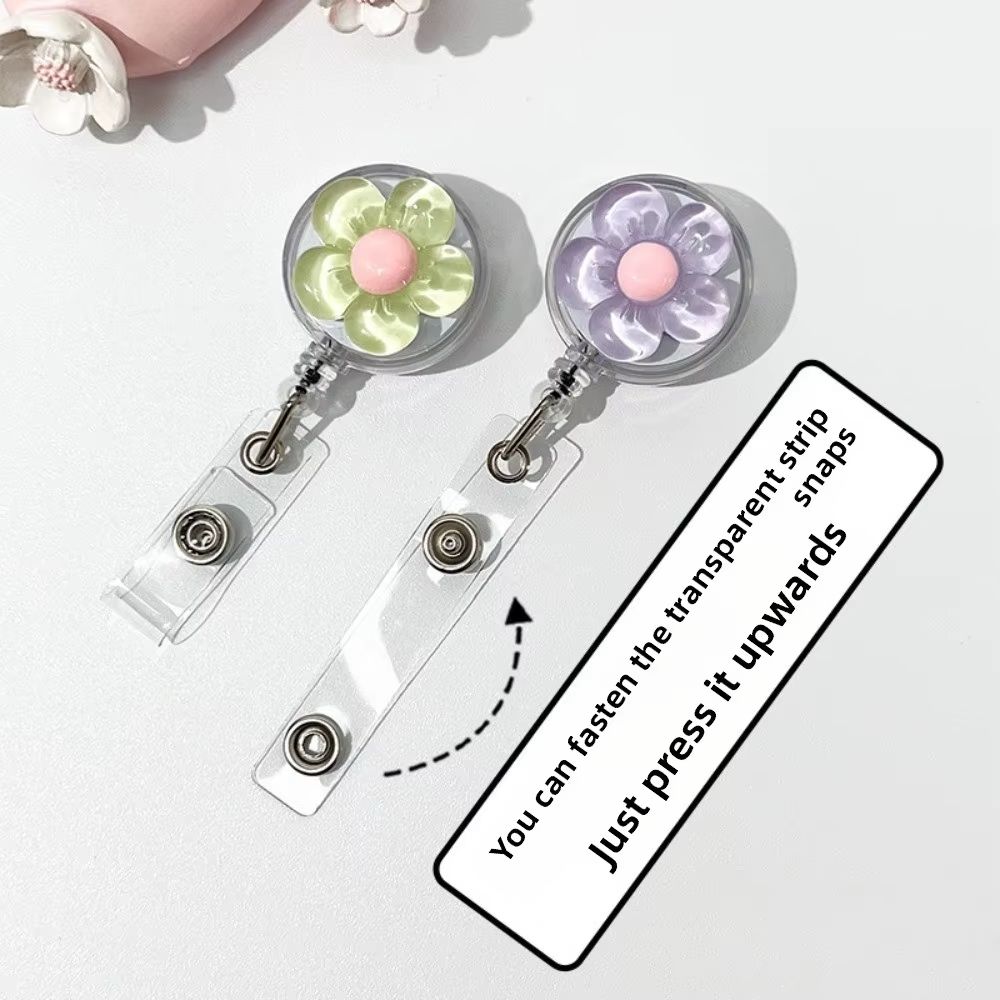 FloraClip Transparent Floral Retractable Badge Reel For ID Cards And Badges 1