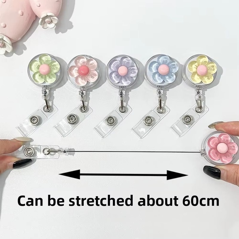 FloraClip Transparent Floral Retractable Badge Reel For ID Cards And Badges 4