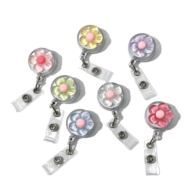 FloraClip Transparent Floral Retractable Badge Reel For ID Cards And Badges 5
