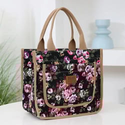 thermaflora large floral print insulated lunch bag with portable ice pack