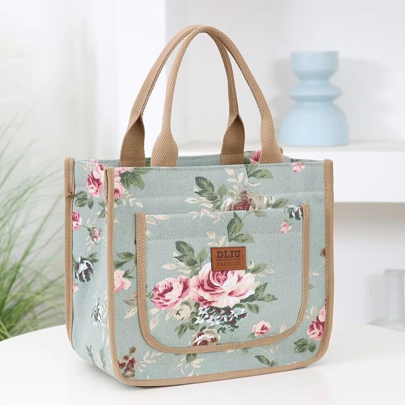 ThermaFlora Large Floral Print Insulated Lunch Bag With Portable Ice Pack 2