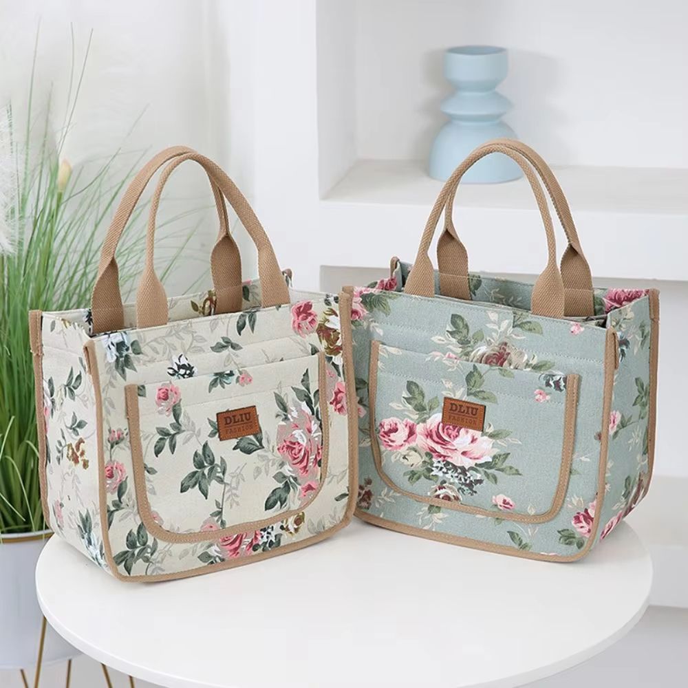 ThermaFlora Large Floral Print Insulated Lunch Bag With Portable Ice Pack 3